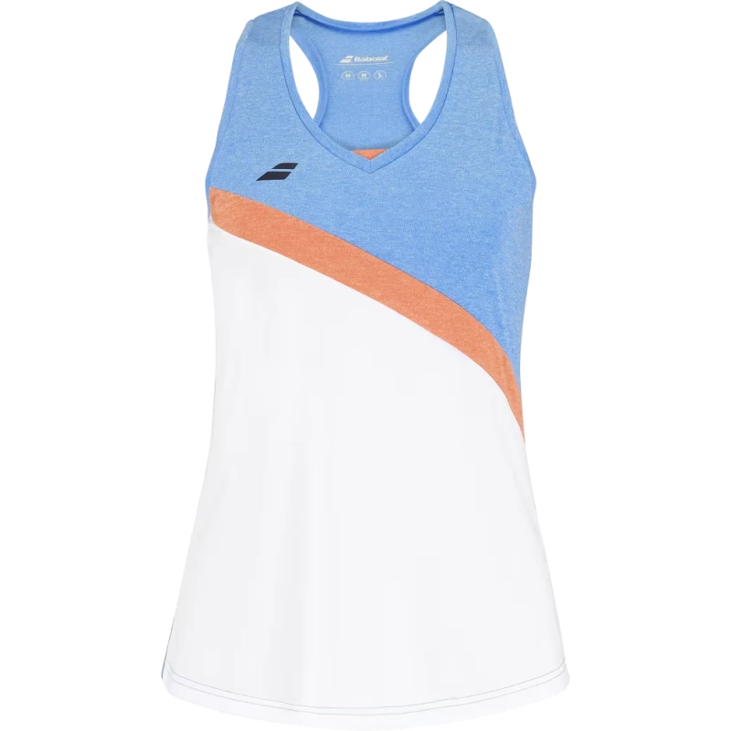 BABOLAT PLAY TANK TOP WOMEN White/Blithe Blue Hthr