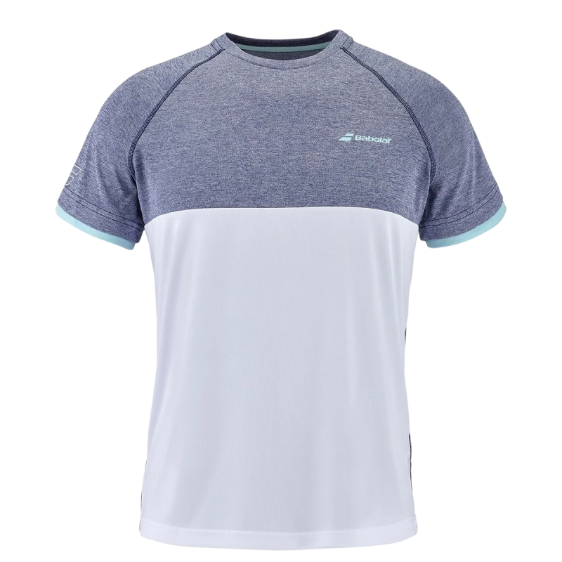 BABOLAT PLAY CREW NECK TEE BOY WHITE/BLUE HTHR